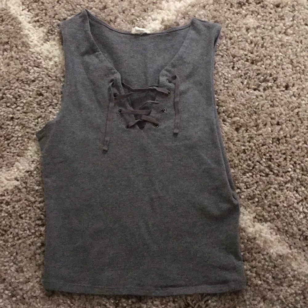 Grey, laced crop top